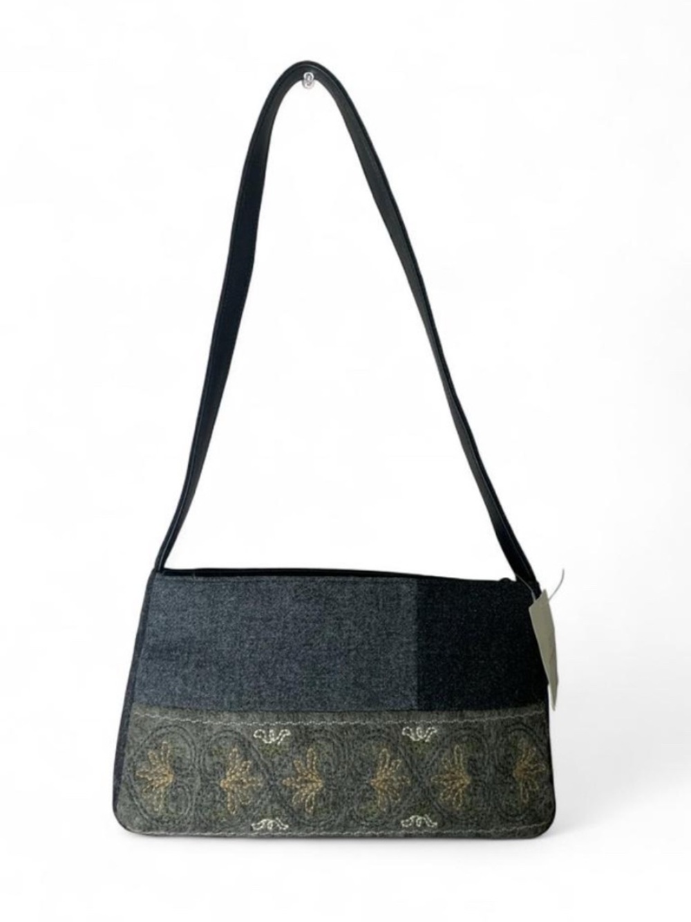 NWT Liz Claiborne Villager Gray & Brown Tapestry Shoulder Bag